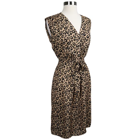 Tucker Womens Silk Leopard Print Dress Size‎ Small Tie Waist Kitty Cat Dreamer - Picture 2 of 12